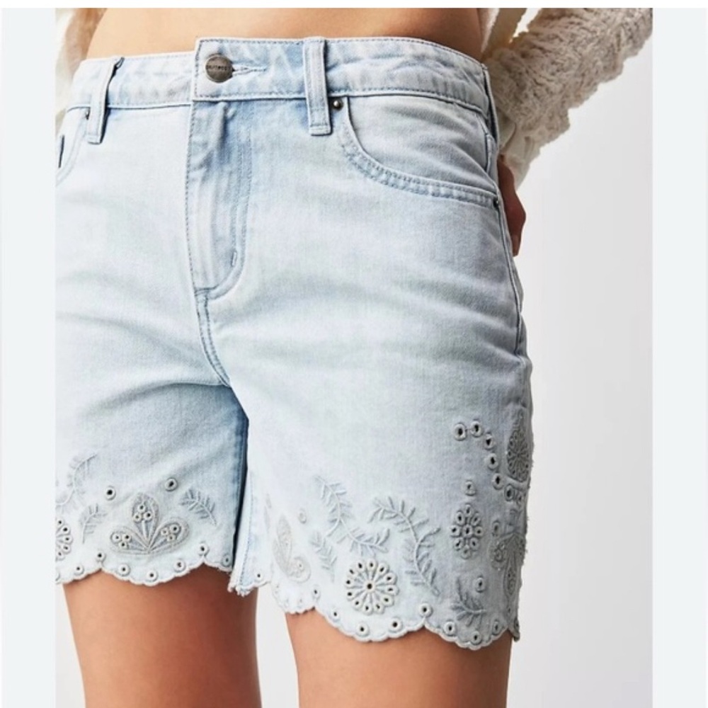 DRIFTWOOD Sky Blue Embroidered Jean Shorts
